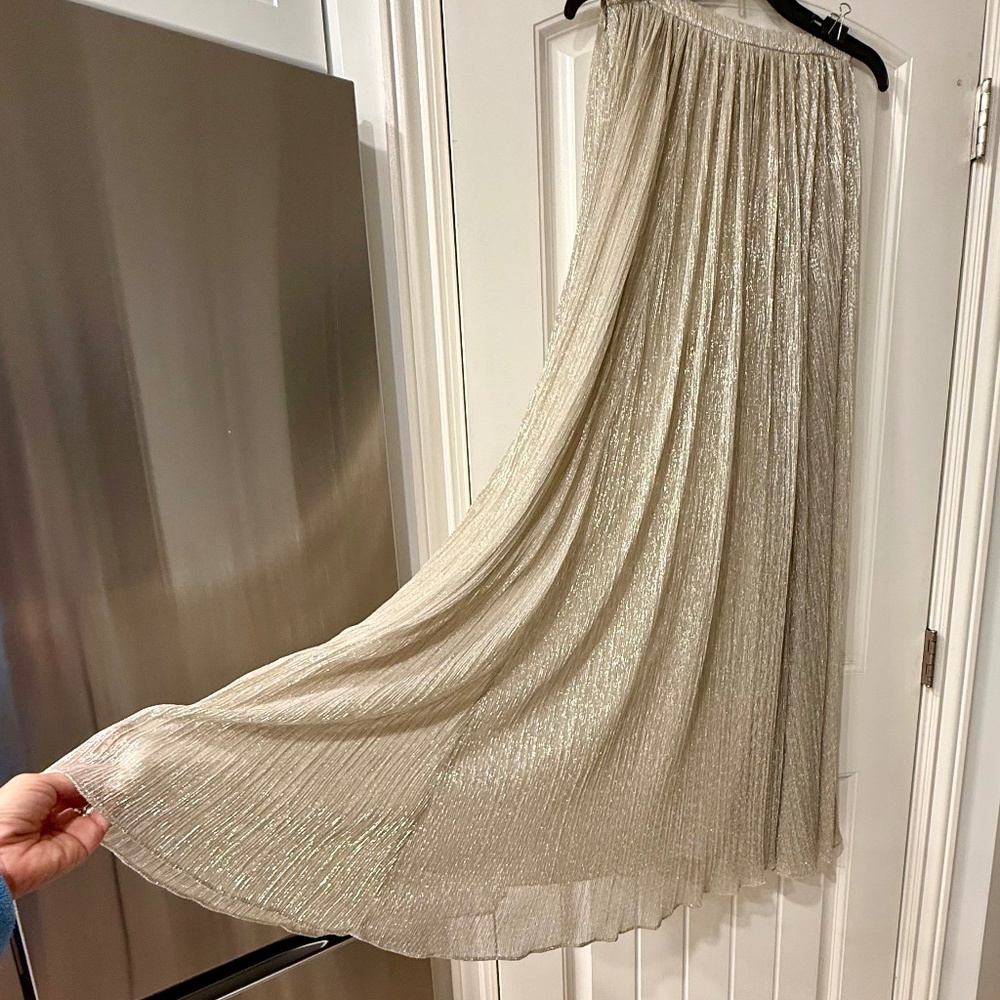 Rachel Zoe Metallic Pleated Midi to Long Skirt – Size 0 - NWT